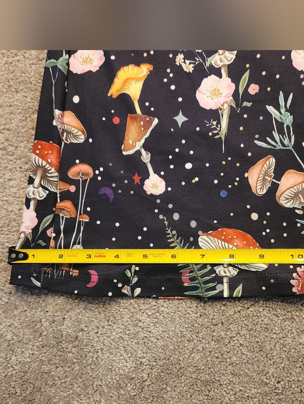 ELEDIZI Black Floral & Mushroom Flare Pants with Butterflies Sz Medium - Picture 7 of 9